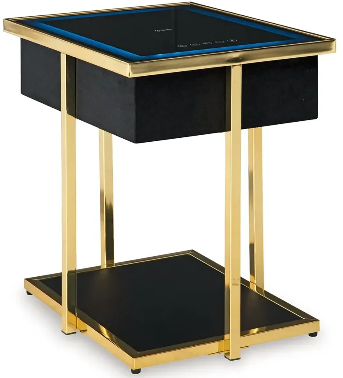 Rexwell - Accent Table With Speaker - Black / Gold Finish