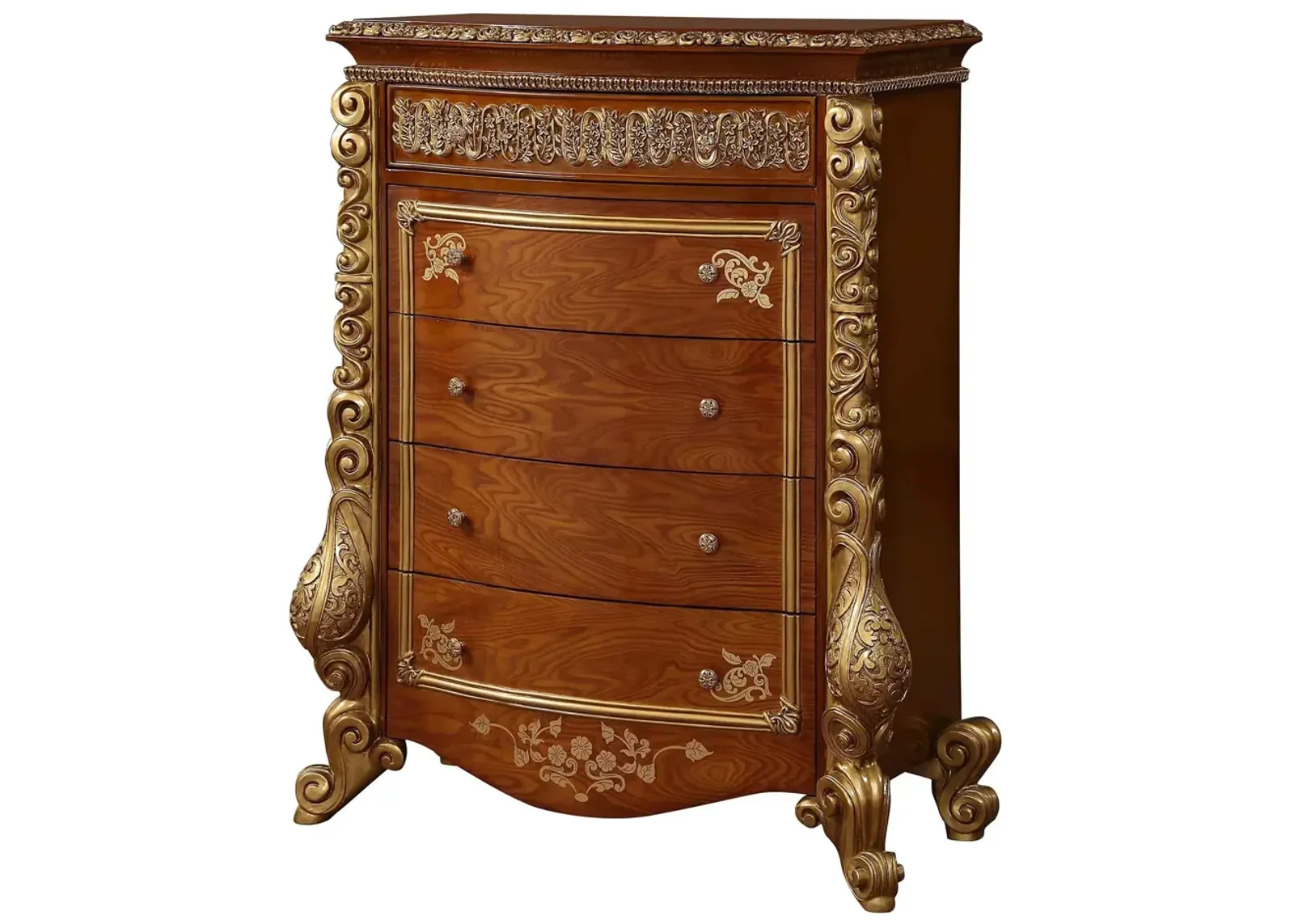 Ornate Carved Chest with Gold Accents