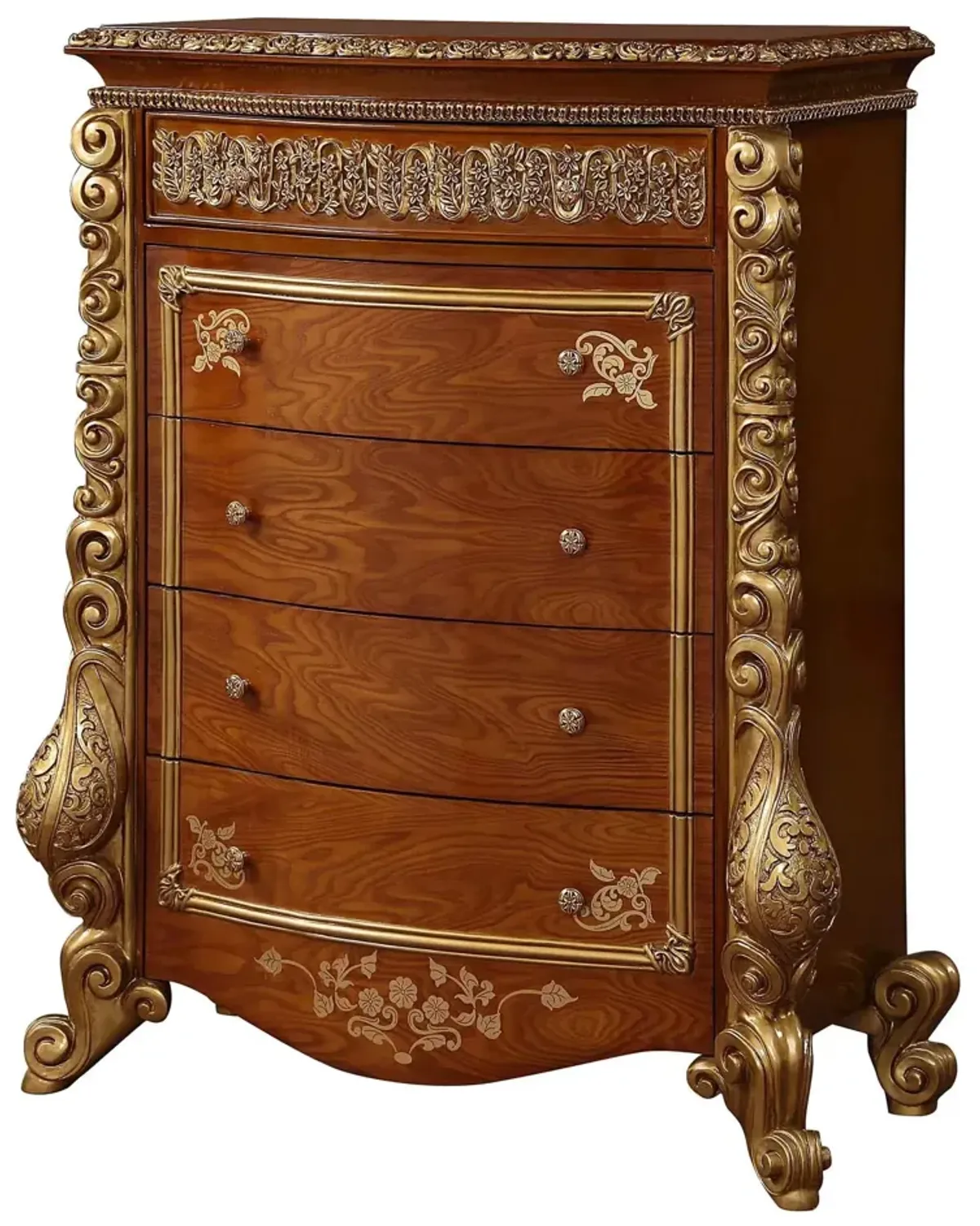 Ornate Carved Chest with Gold Accents