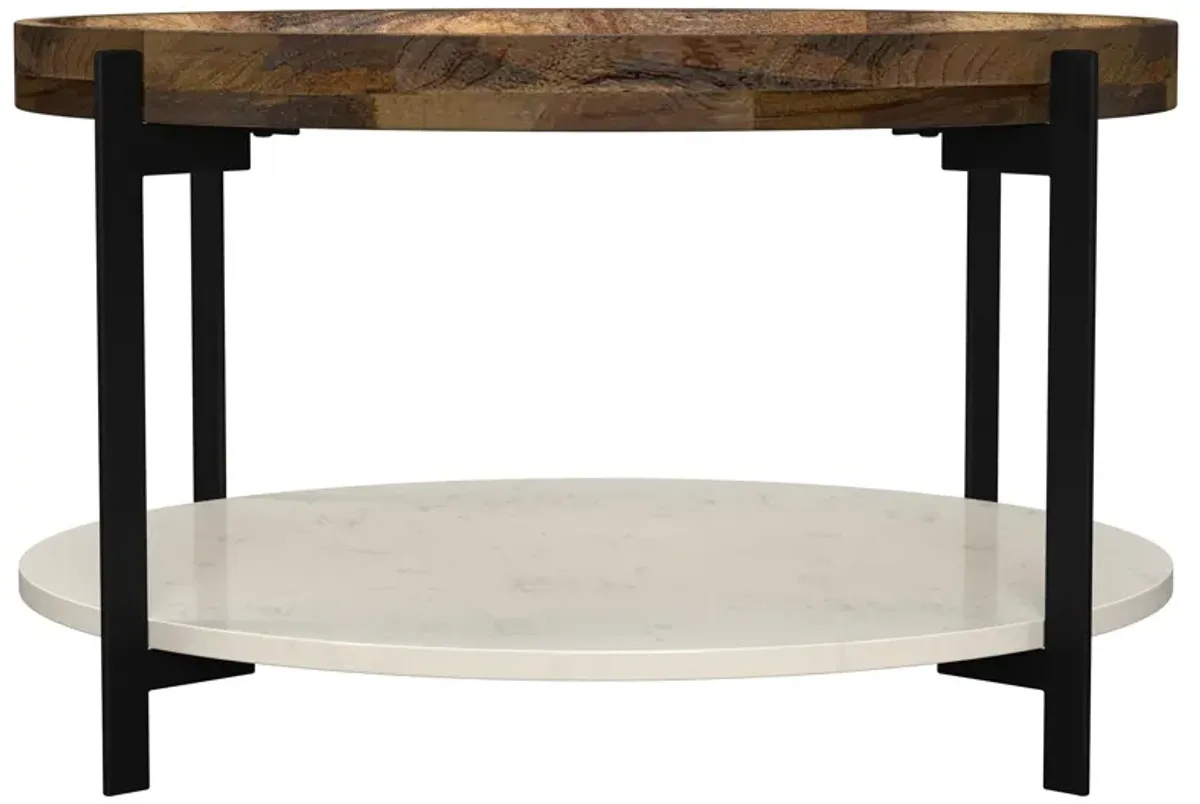 Adhvik - Round Table With Marble Shelf