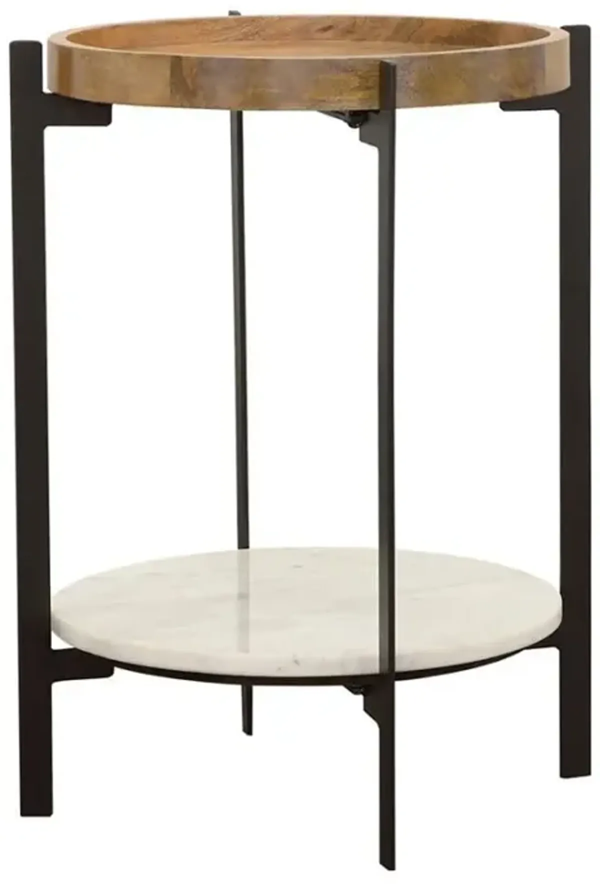 Adhvik - Round Table With Marble Shelf