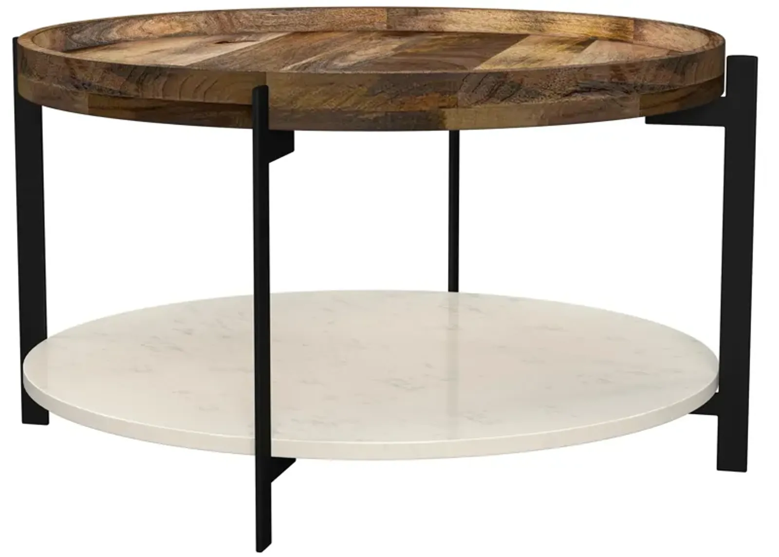 Adhvik - Round Table With Marble Shelf