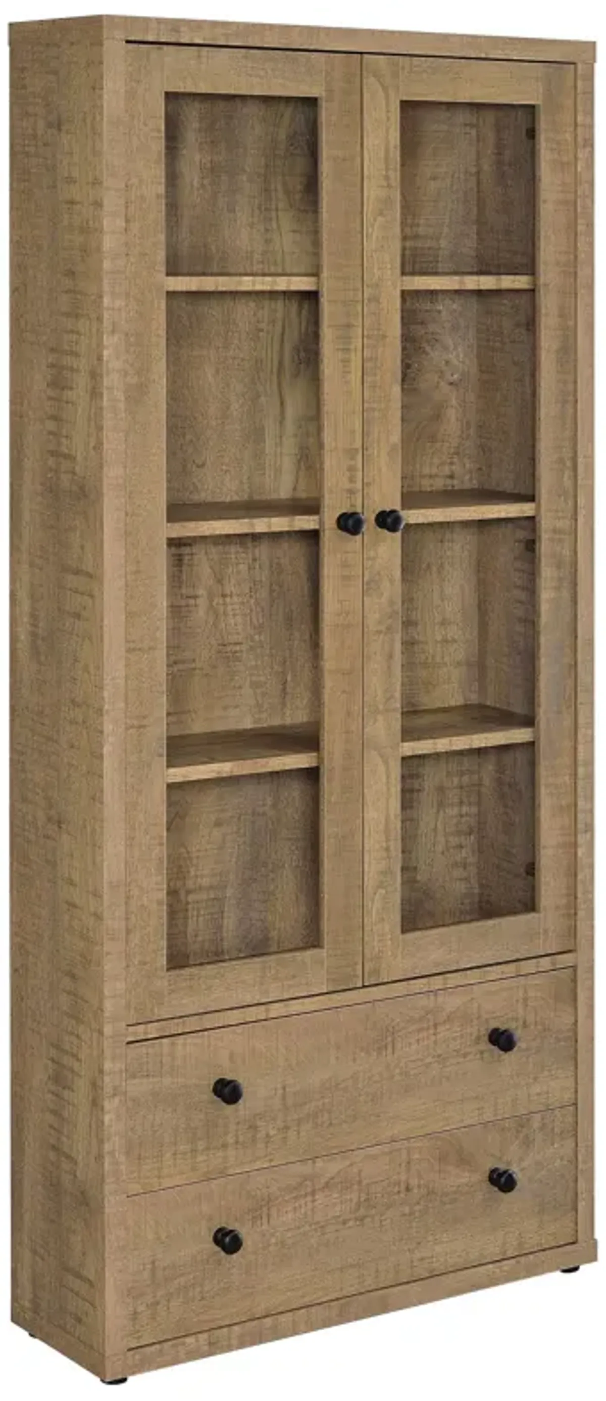 Hawthorne - 4-Shelf Glass Door Tall Cabinet With Drawers