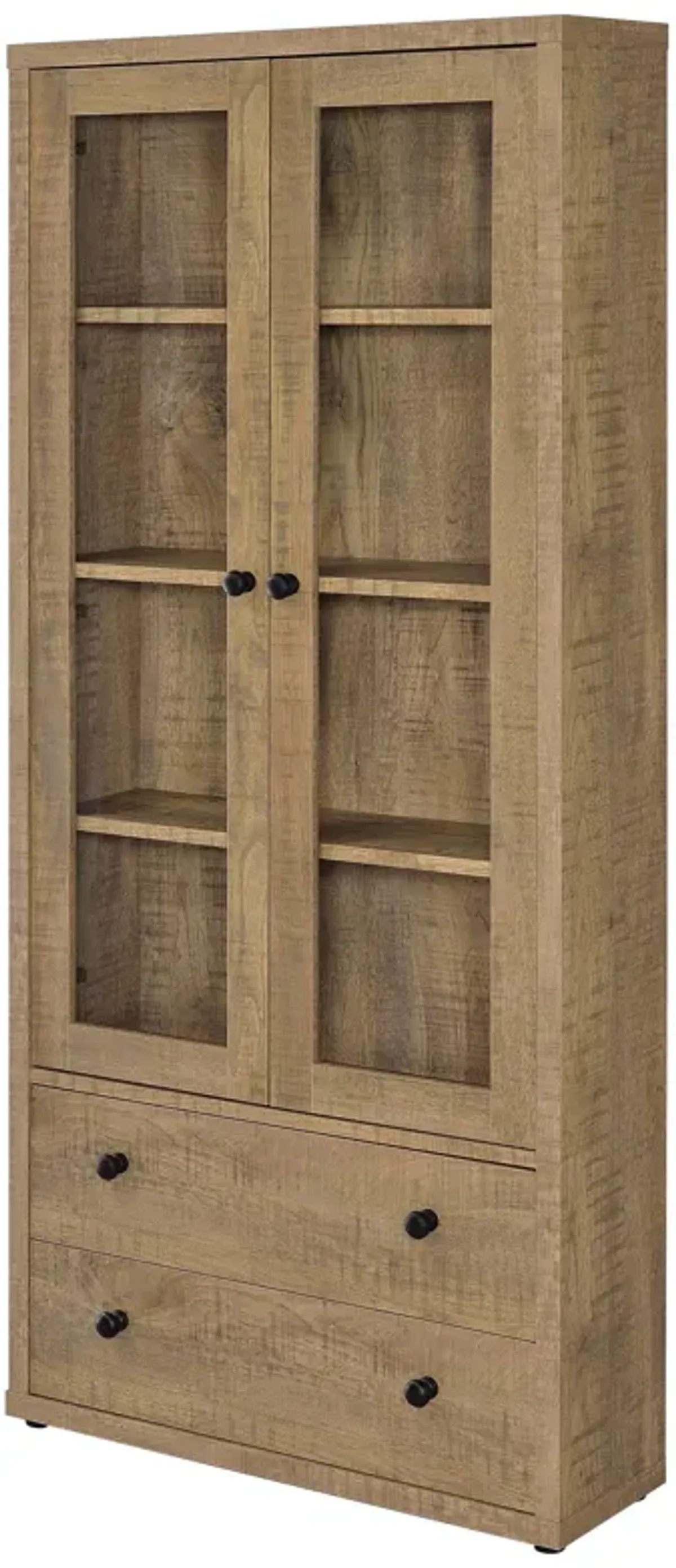 Hawthorne - 4-Shelf Glass Door Tall Cabinet With Drawers