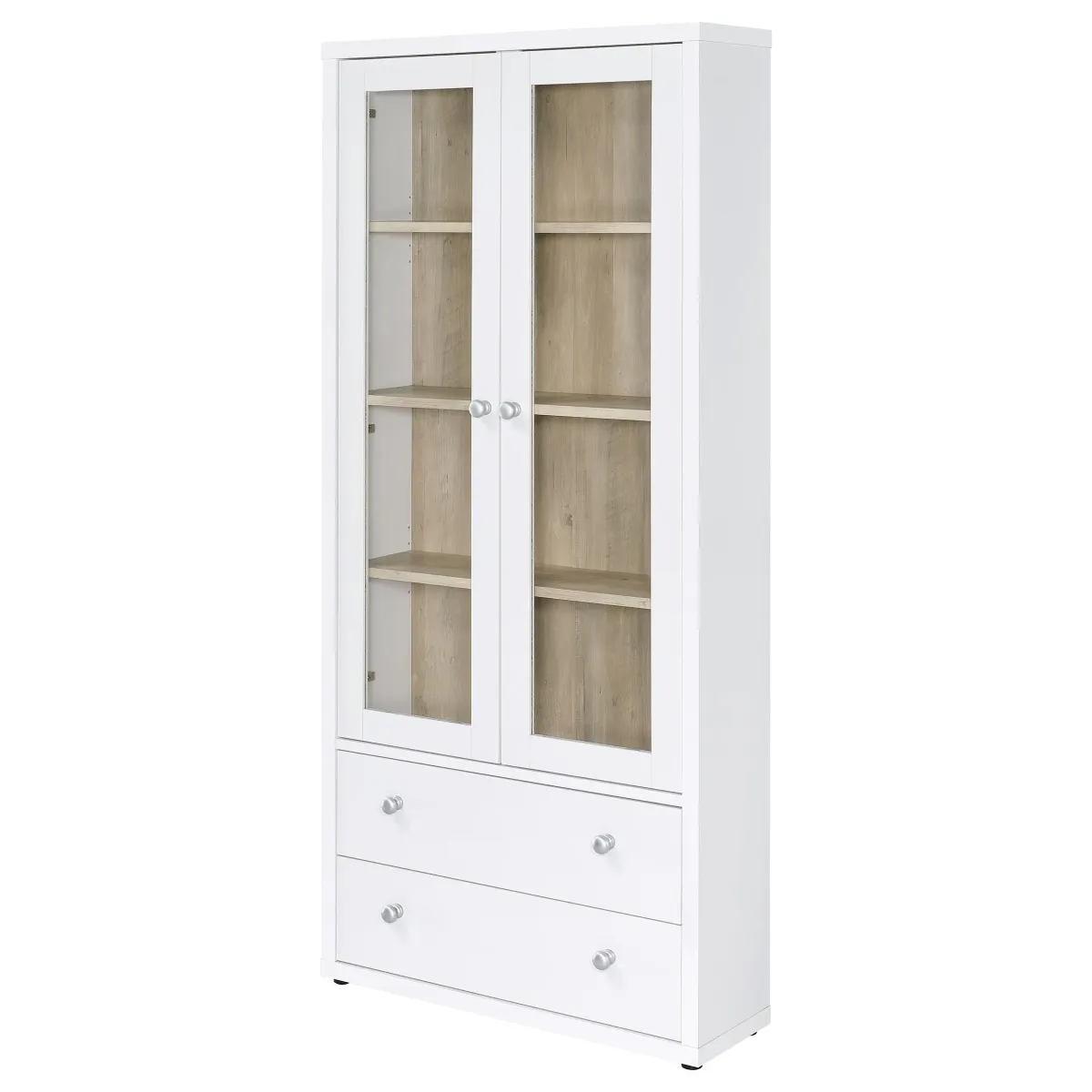 Hawthorne - 4-Shelf Glass Door Tall Cabinet With Drawers