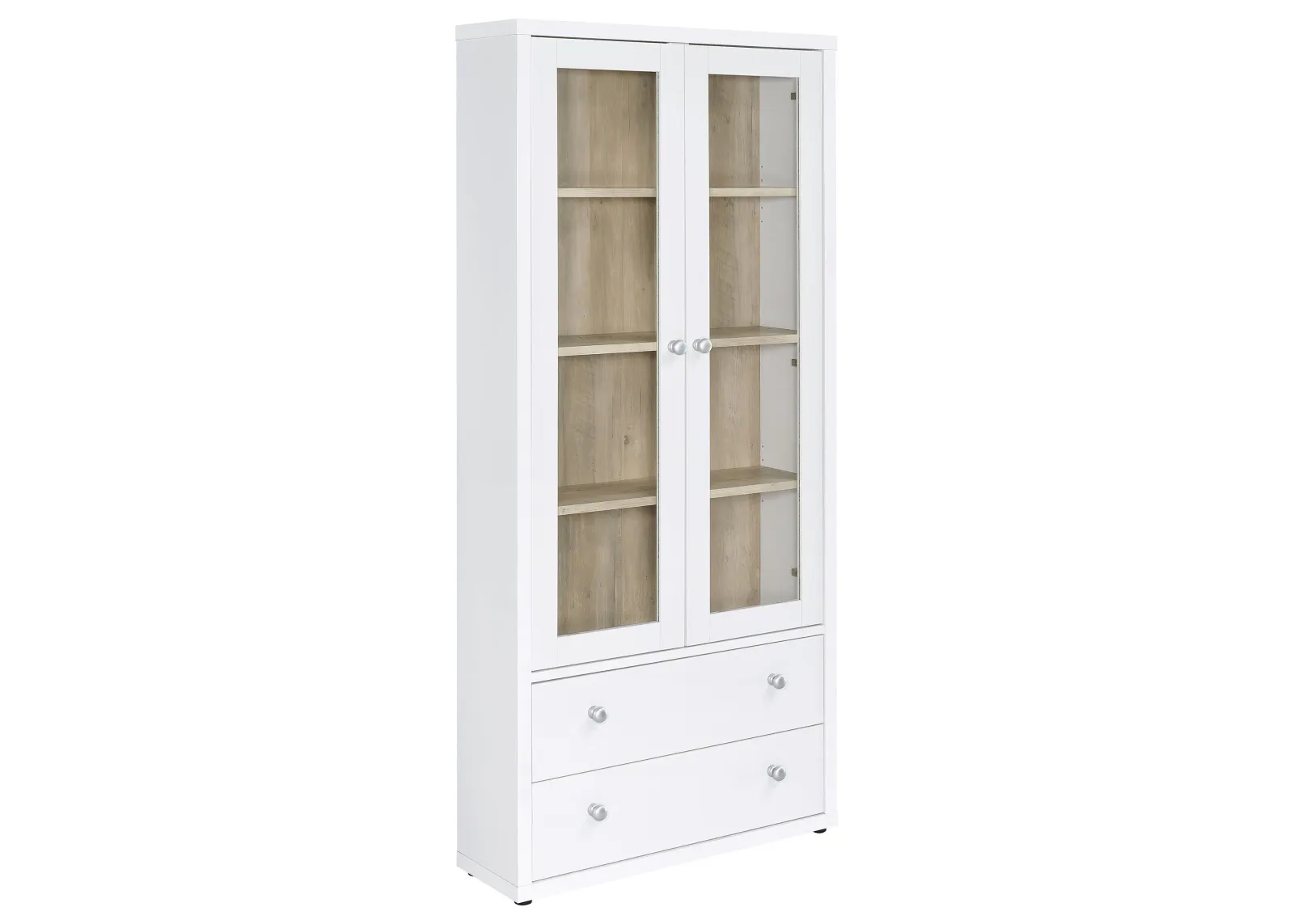 Hawthorne - 4-Shelf Glass Door Tall Cabinet With Drawers