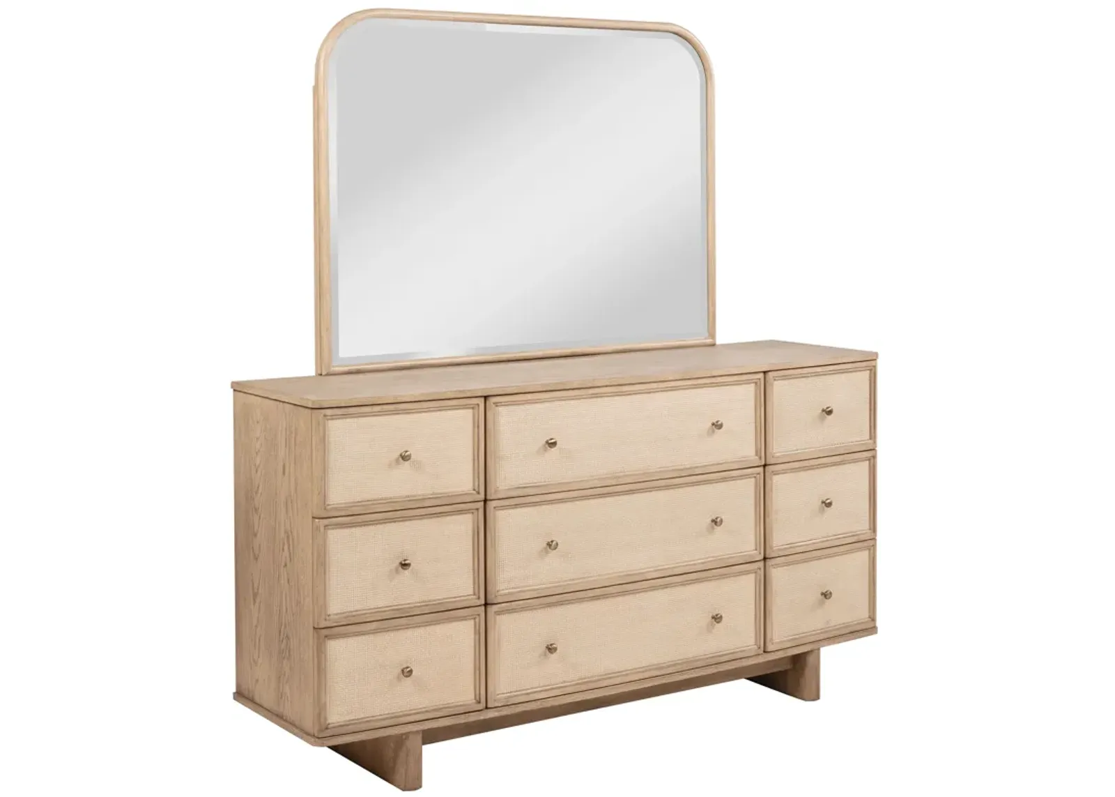 Kailani - 9-Drawer Dresser & Mirror - Beige Oak