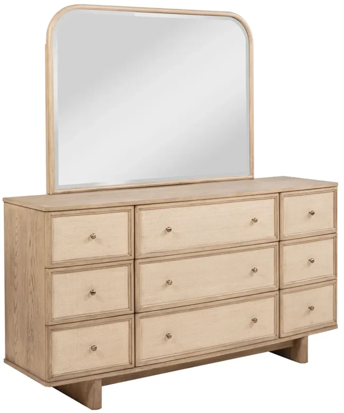 Kailani - 9-Drawer Dresser & Mirror - Beige Oak