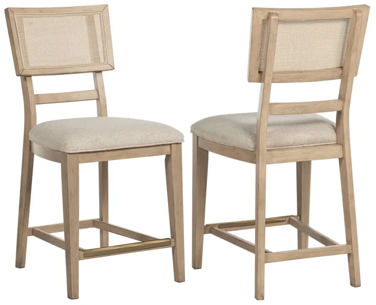 Kailani - Radio Weave Cane Counter Dining Side Chair (Set of 2) - Beige Oak