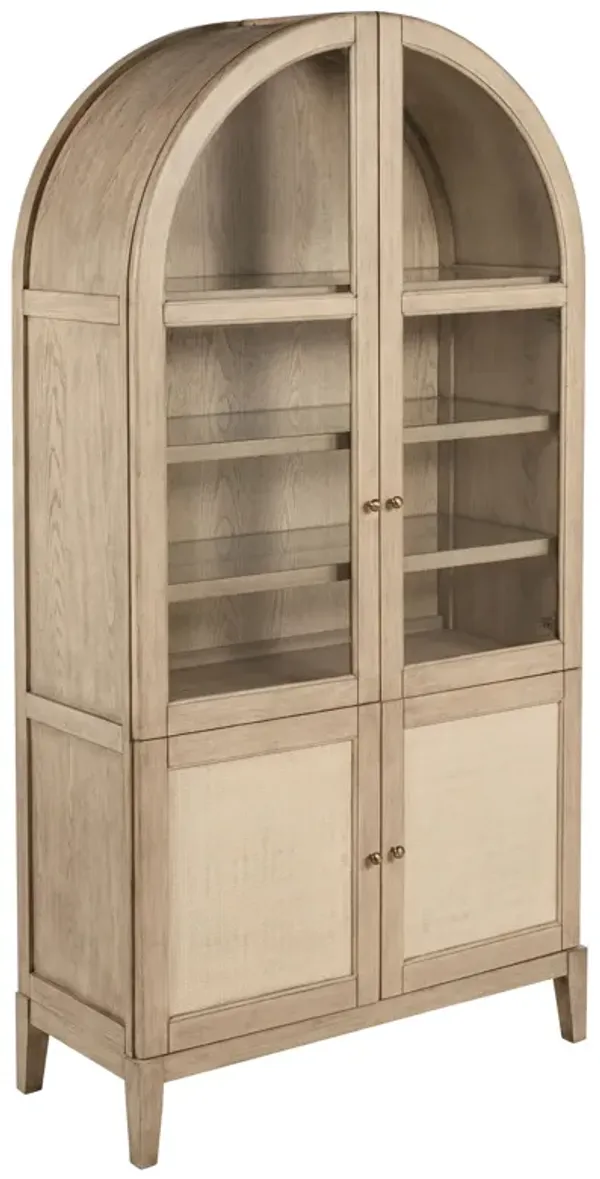 Kailani - 4-Door Cane Dining Vitrine Display Cabinet - Beige Oak