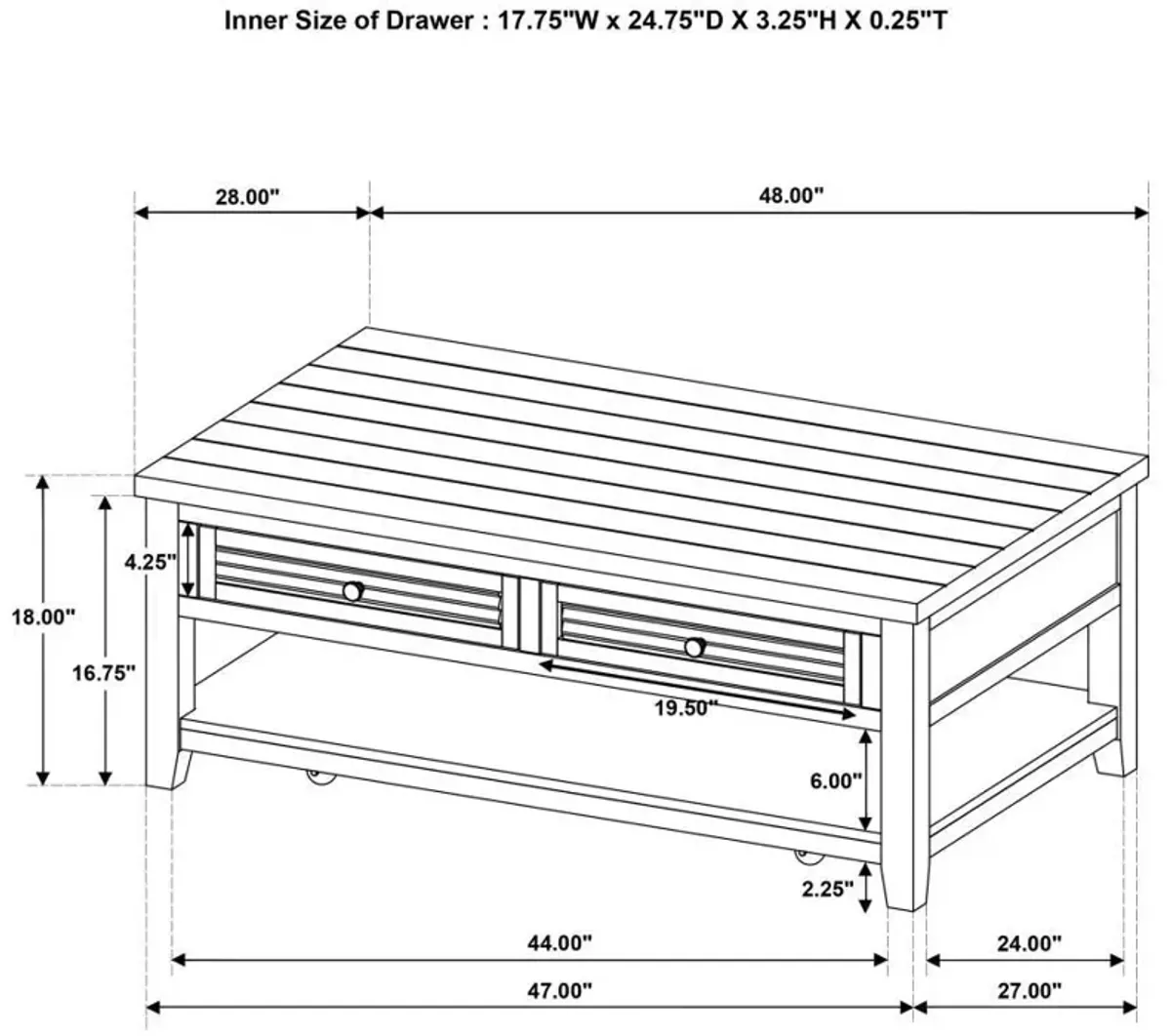 Concord - 2-Drawer Rectangular Coffee Table - Distressed Java