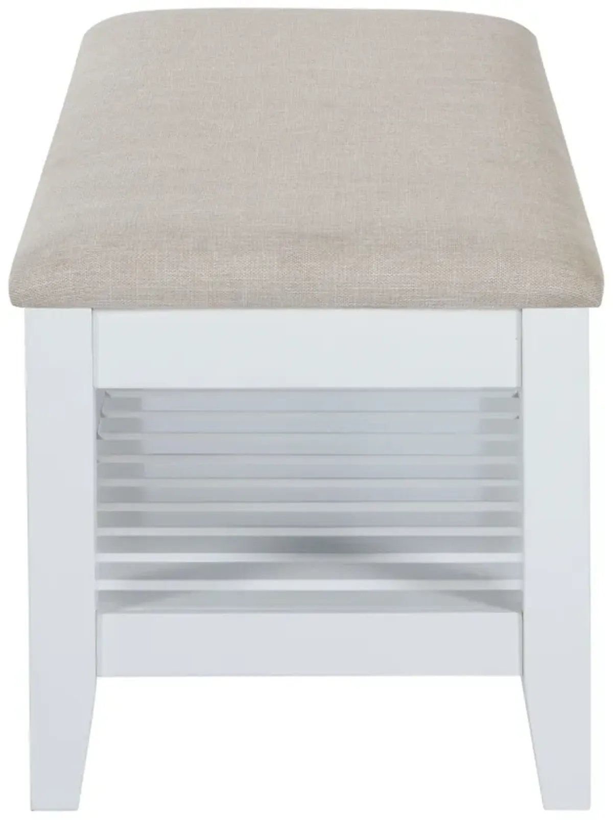 Bexhill - Upholstered Rectangular Bench with Shelf - White