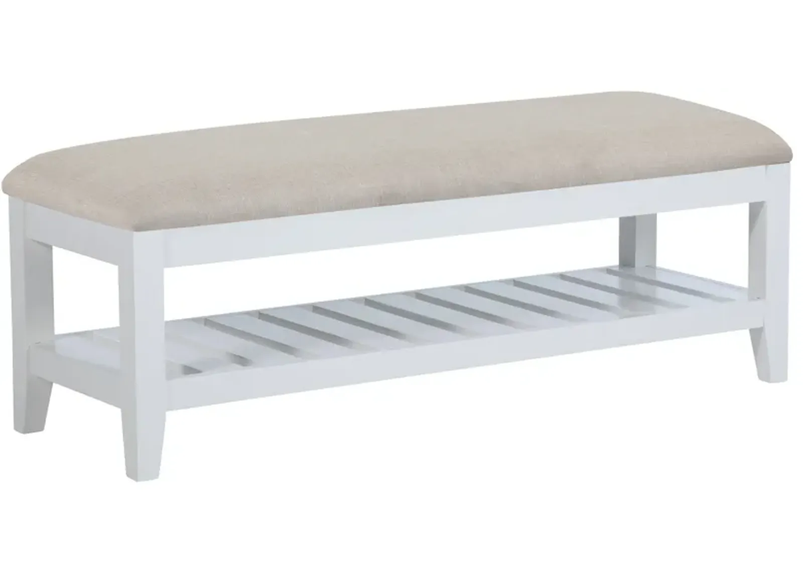 Bexhill - Upholstered Rectangular Bench with Shelf - White