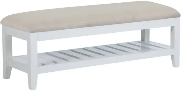 Bexhill - Upholstered Rectangular Bench With Shelf - White