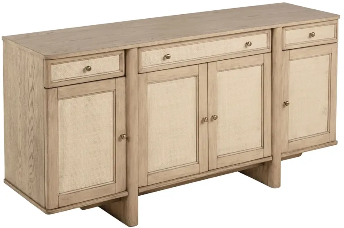 Kailani - 4-Door Cane Sideboard Buffet Cabinet - Beige Oak