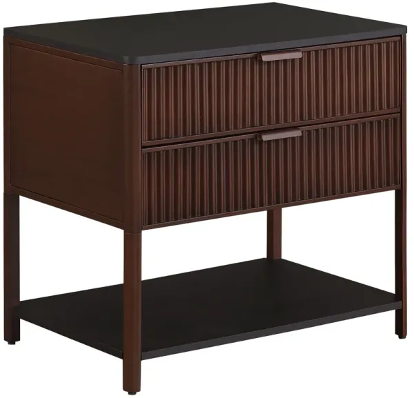 Zimmerlee - 2-Drawer Side Table with Shelf - Rust Brown