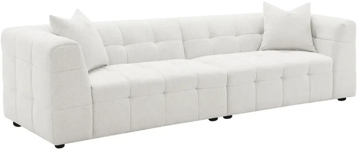 Everly - Boucle Upholstered Extra Long Sofa - White