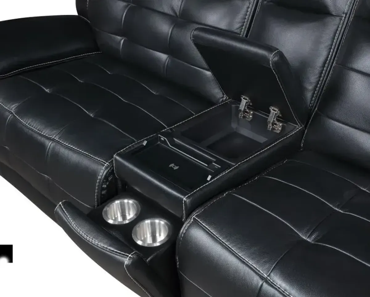 Hewitt - Leather Upholstered Power Reclining Sectional - Black