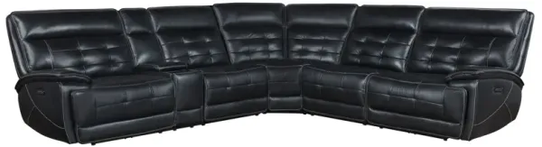 Hewitt - Leather Upholstered Power Reclining Sectional - Black