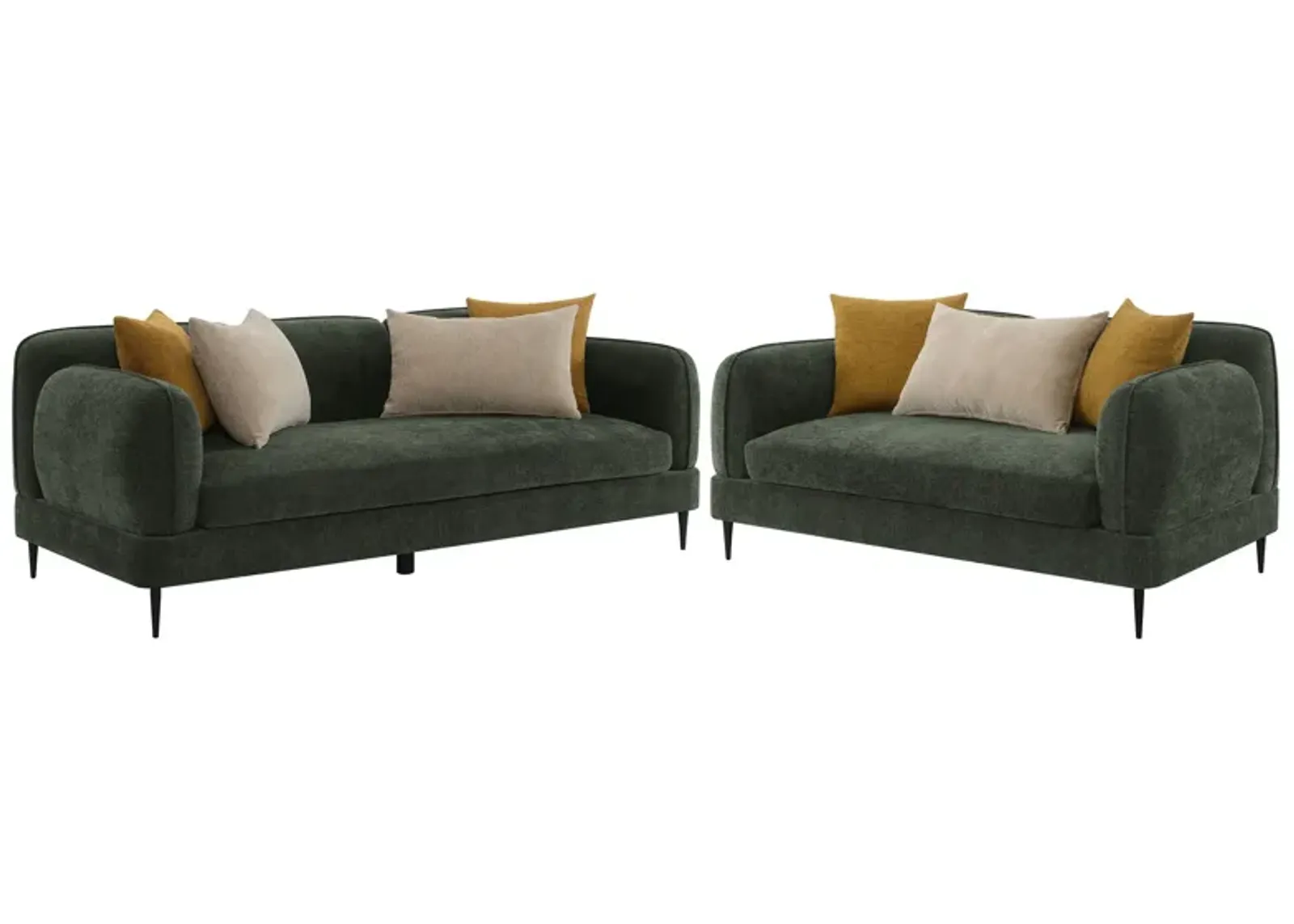 Jade - 2 Piece Chenille Upholstered Sofa Set - Green