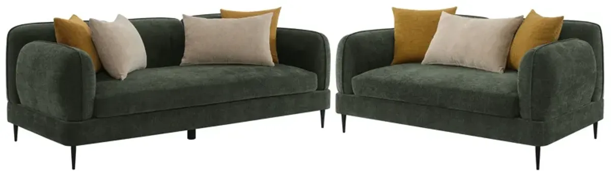 Jade - 2 Piece Chenille Upholstered Sofa Set - Green