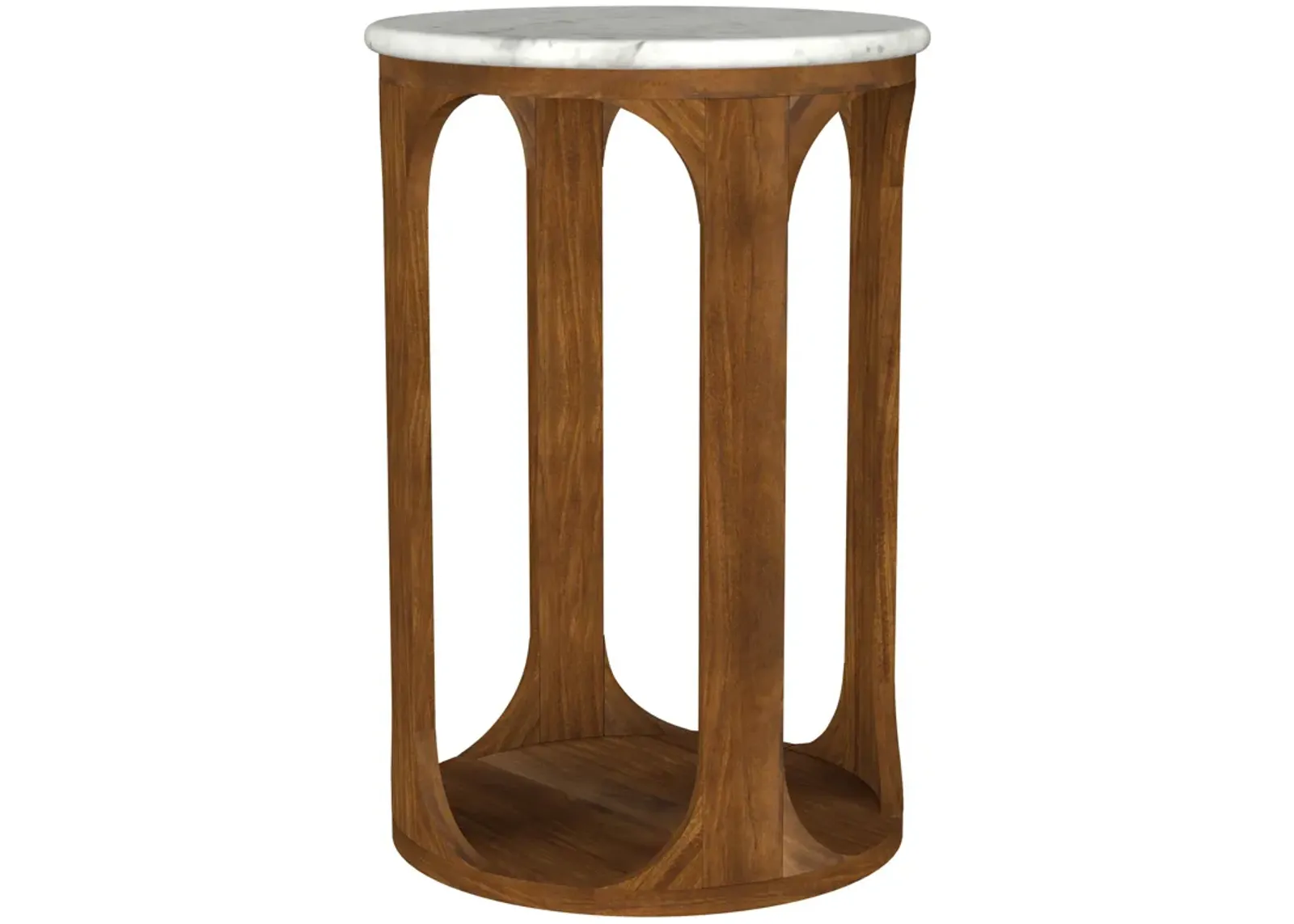 Berkeley - Round Marble Top Side Table - White And Brown