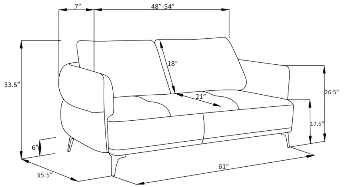 Lively - Chenille Upholstered Modern Track Arm Loveseat - Blue