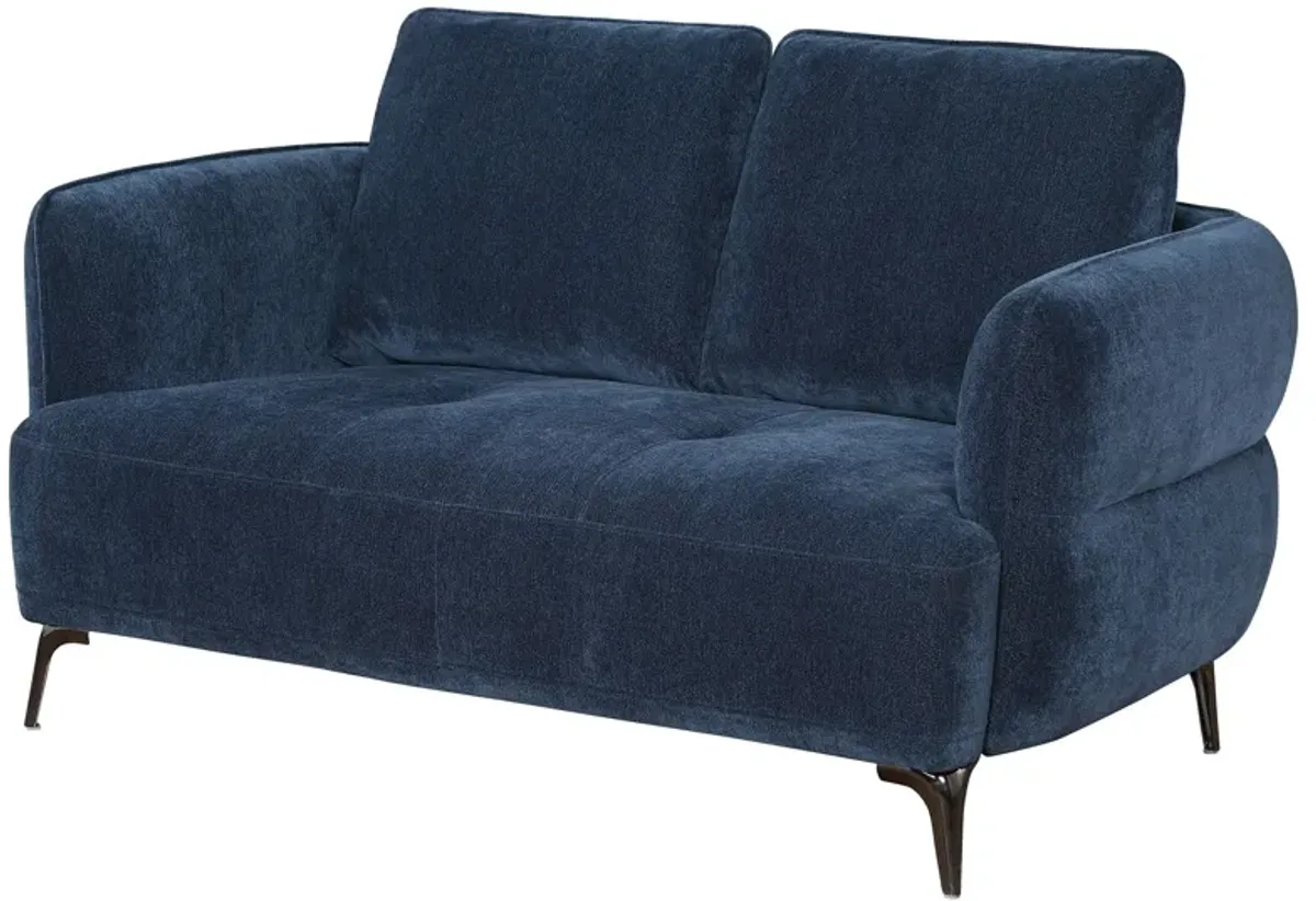 Lively - Chenille Upholstered Modern Track Arm Loveseat - Blue