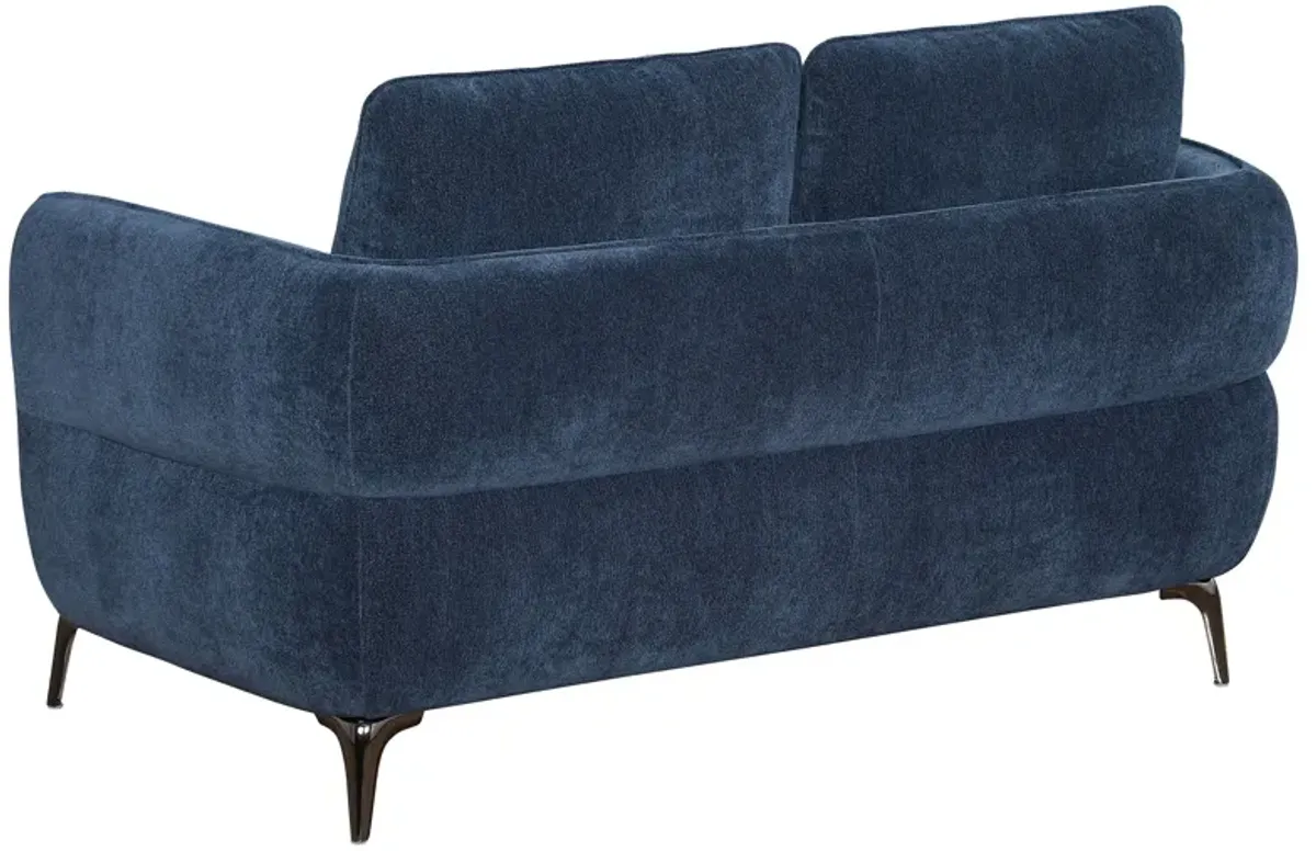 Lively - Chenille Upholstered Modern Track Arm Loveseat - Blue