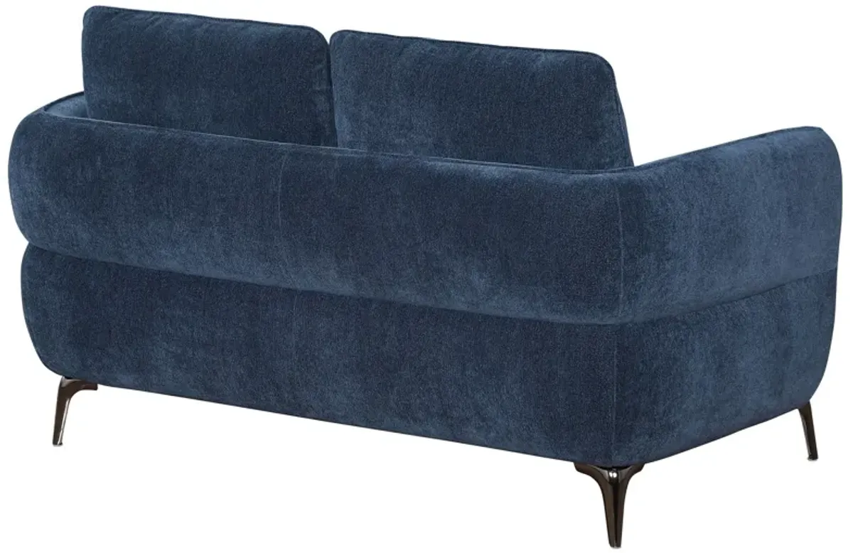 Lively - Chenille Upholstered Modern Track Arm Loveseat - Blue