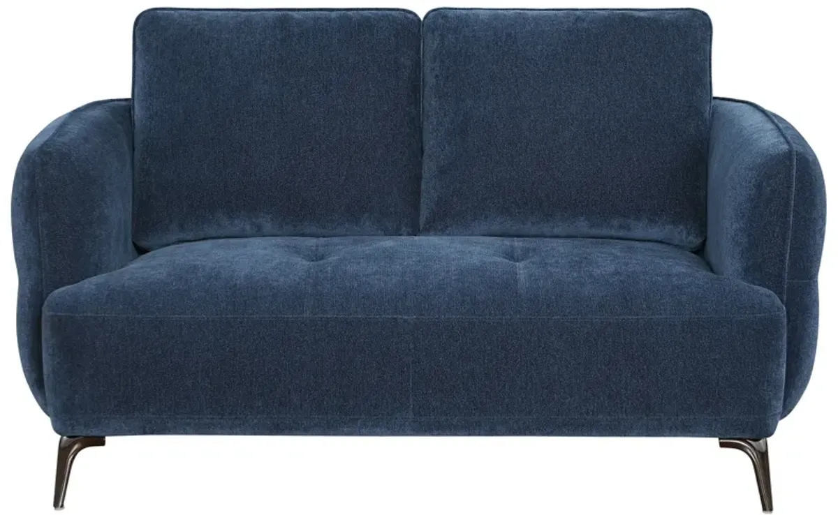 Lively - Chenille Upholstered Modern Track Arm Loveseat - Blue