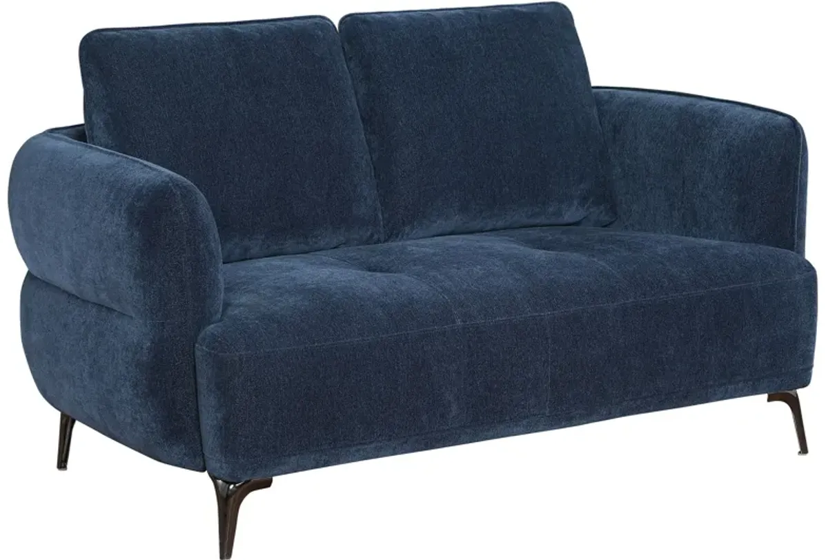 Lively - Chenille Upholstered Modern Track Arm Loveseat - Blue