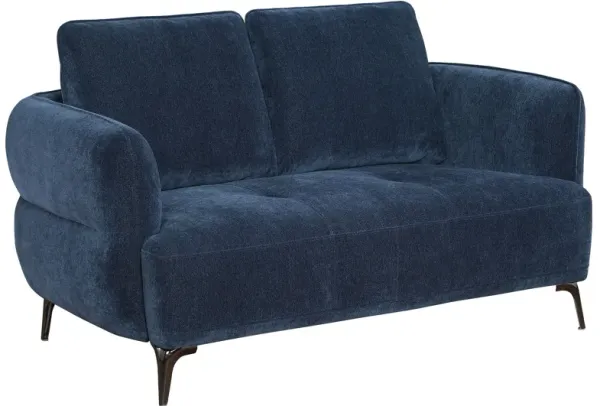 Lively - Chenille Upholstered Modern Track Arm Loveseat - Blue