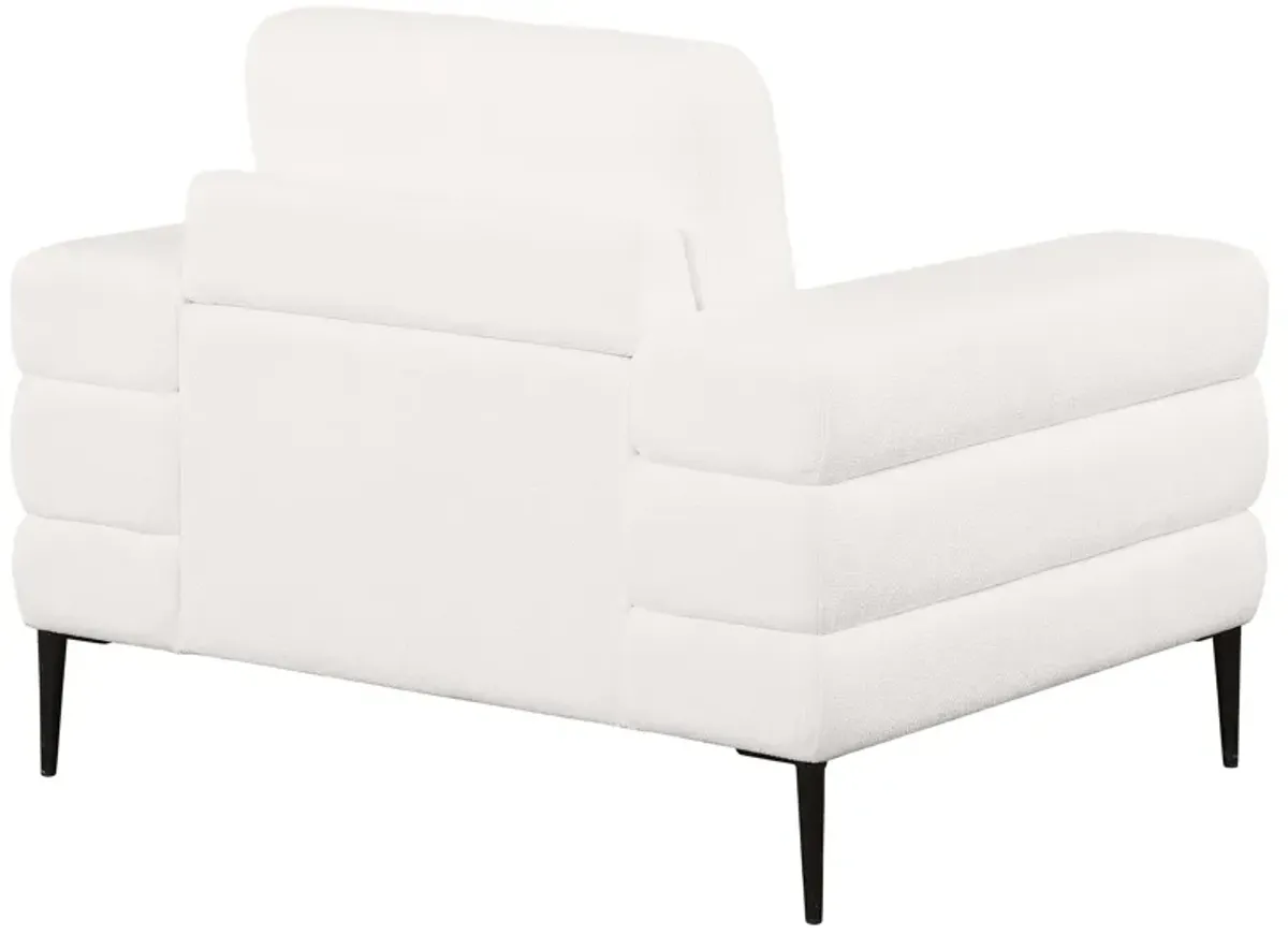 Jessel - Chenille Upholstered Track Arm Chair - Ivory