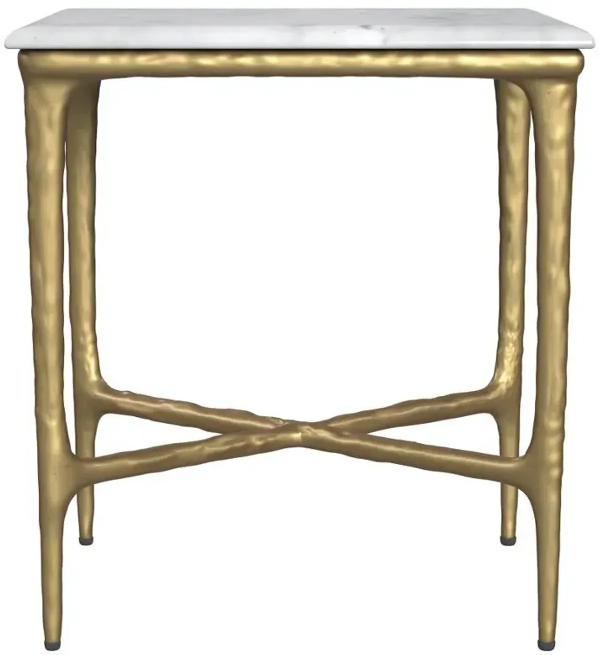 Baldwin - Rectangular Marble Top Side Table - White And Gold