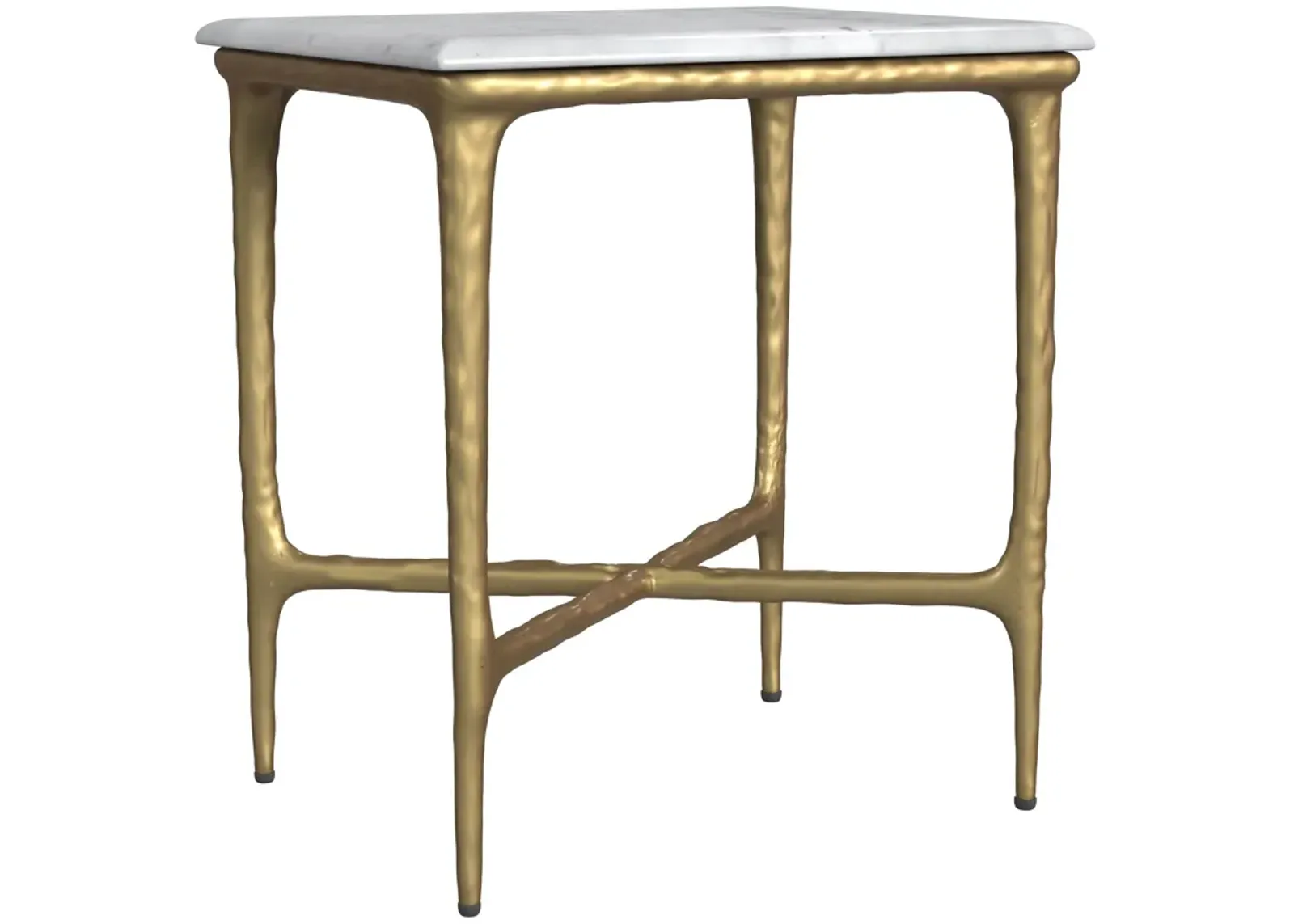 Baldwin - Rectangular Marble Top Side Table - White And Gold