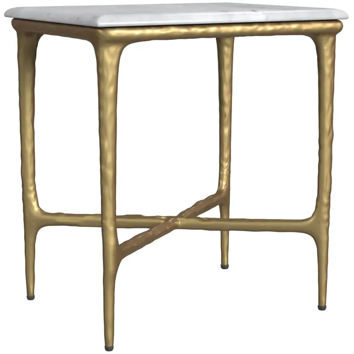 Baldwin - Rectangular Marble Top Side Table - White And Gold