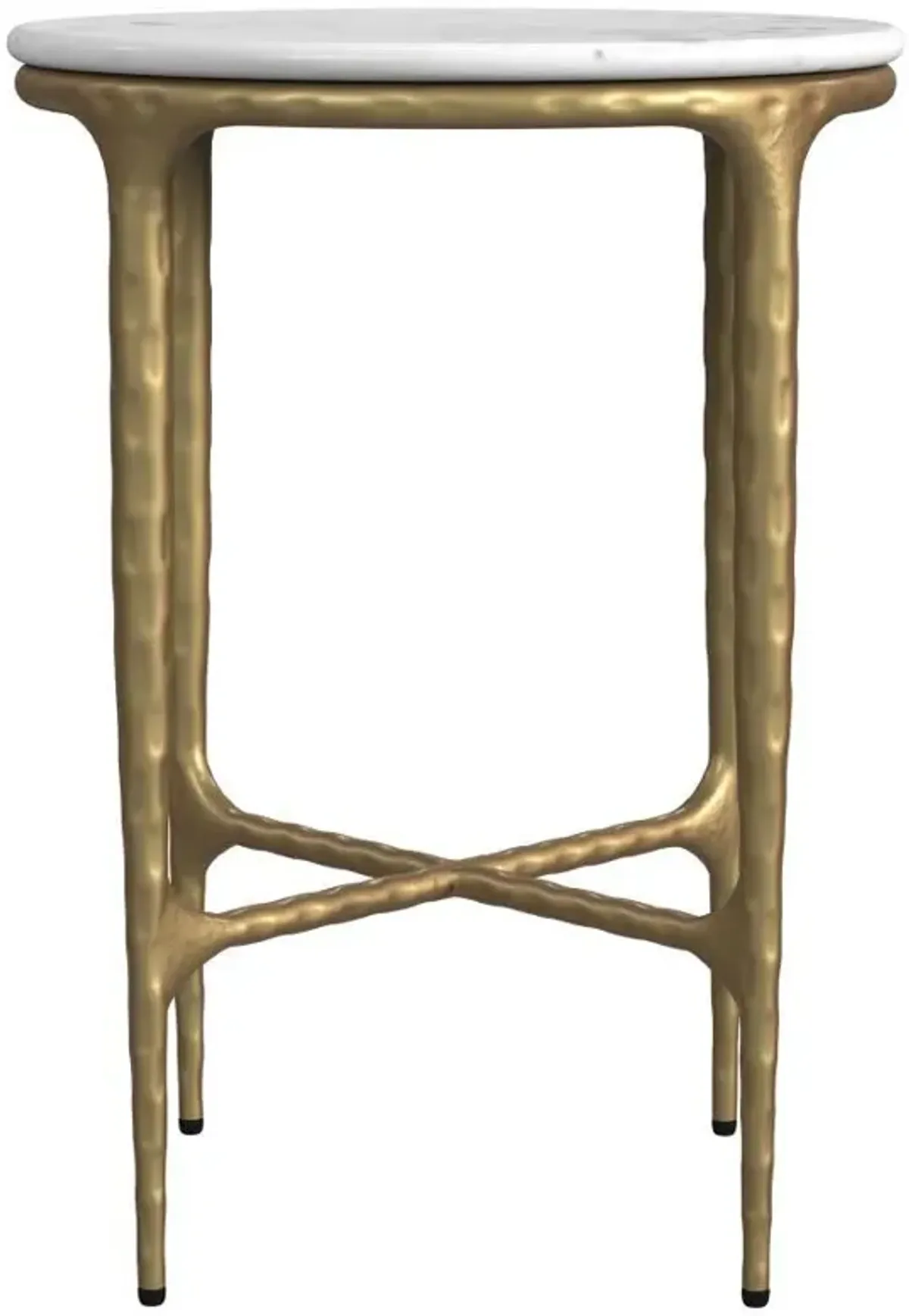 Baldwin - Round Marble Top Side Table - White And Gold