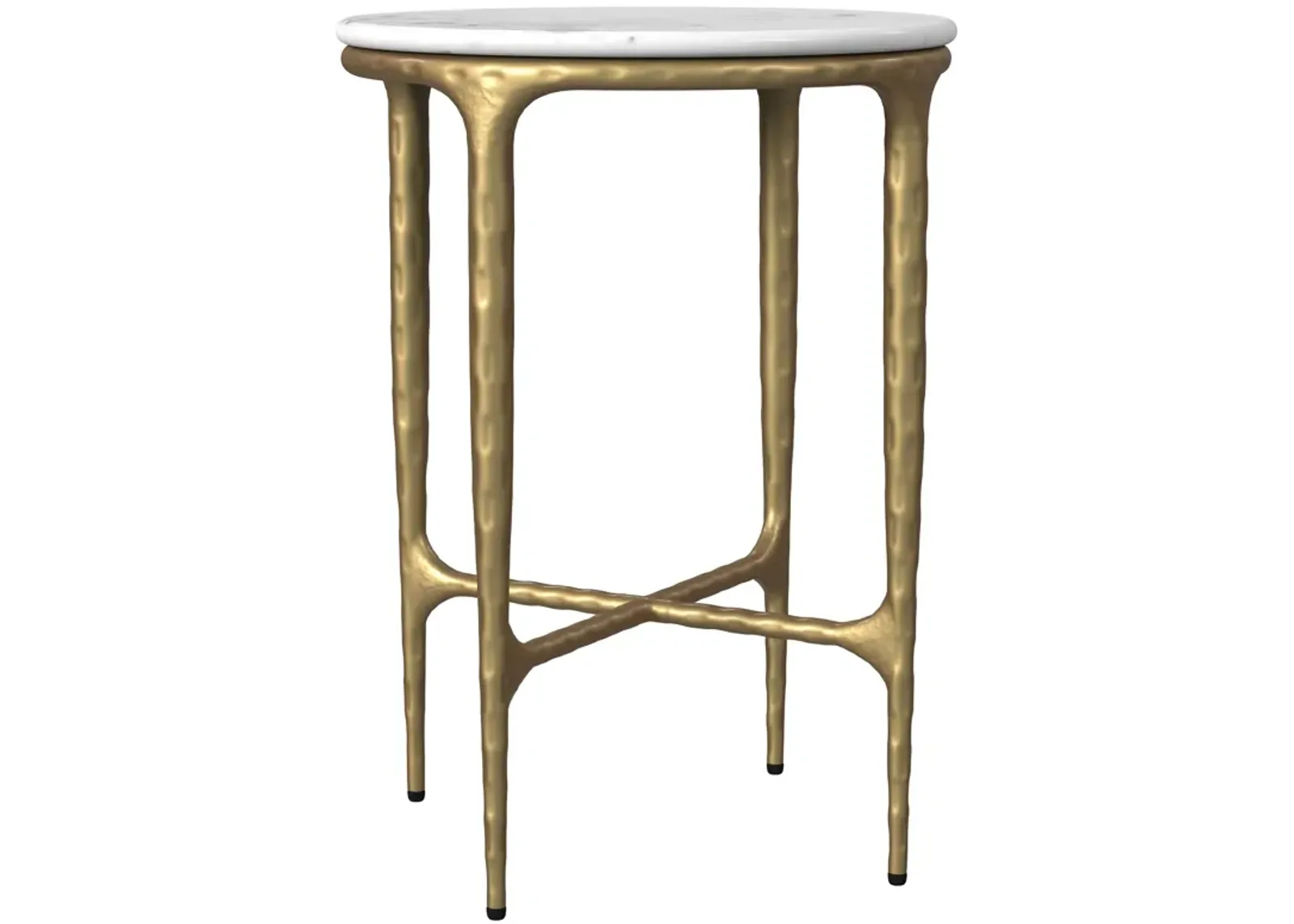 Baldwin - Round Marble Top Side Table - White And Gold