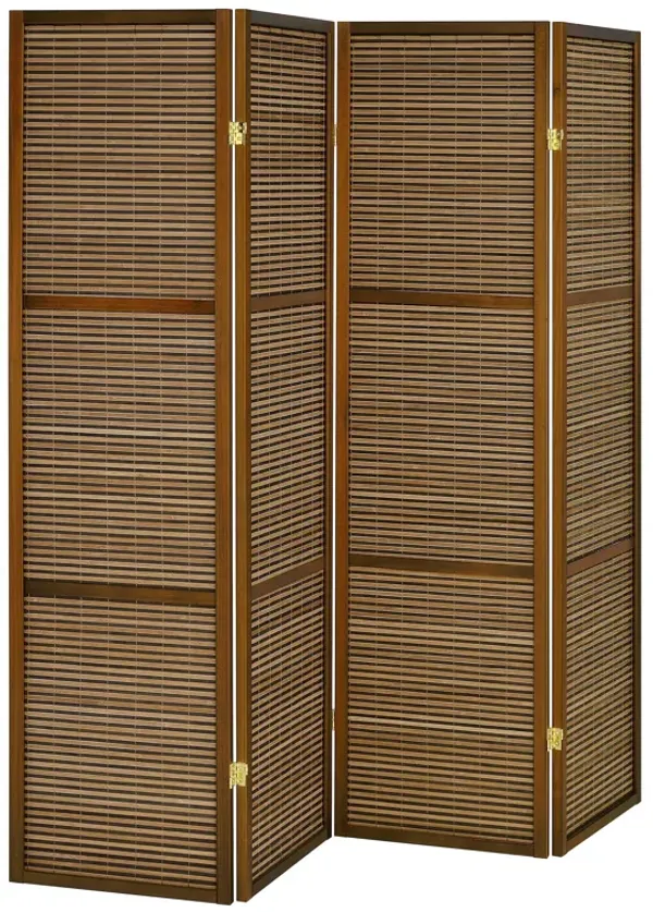 Browning - 4-Panel Bamboo Room Divider Folding Screen - Walnut