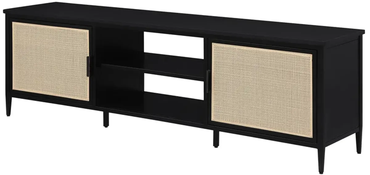 Amherst - 2-Door 70" Metal TV Stand Media Console - Black