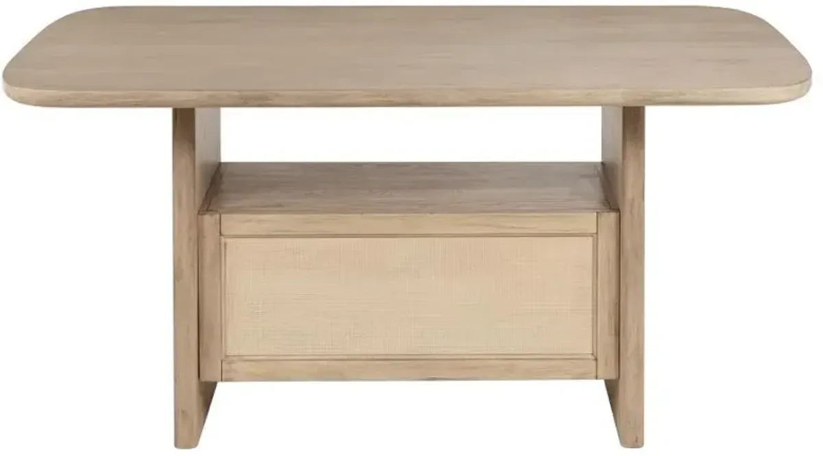 Kailani - Cane Counter Height Storage Dining Table - Beige Oak