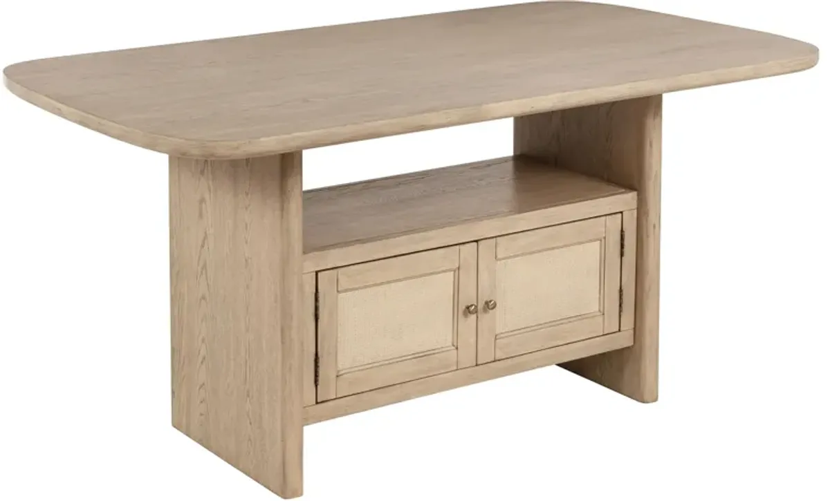 Kailani - Cane Counter Height Storage Dining Table - Beige Oak