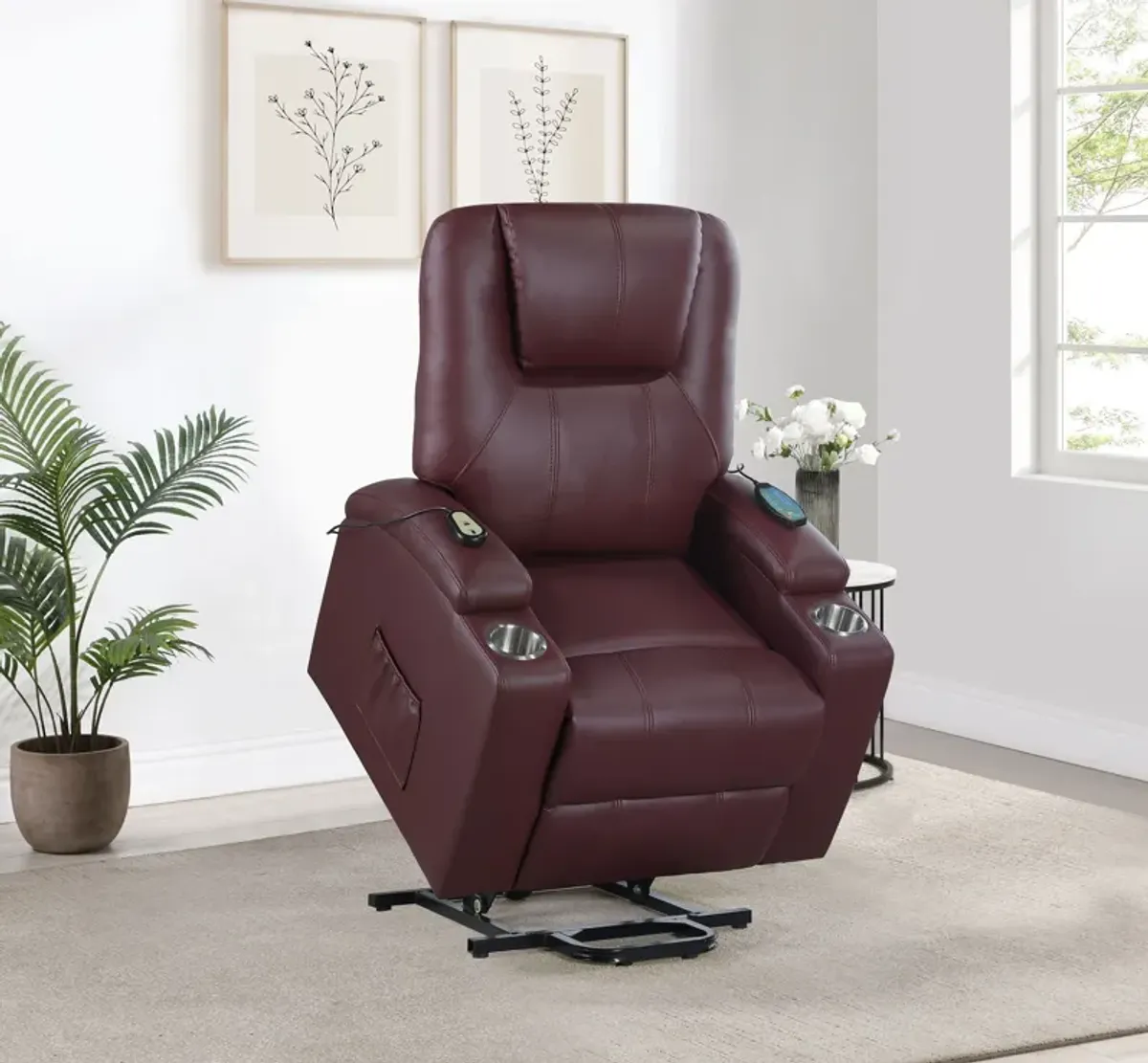 Armstrong - Upholstered Power Lift Massage Recliner