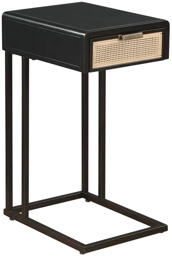 Amherst - 1-Drawer Radio Weave Cane Metal Side Table