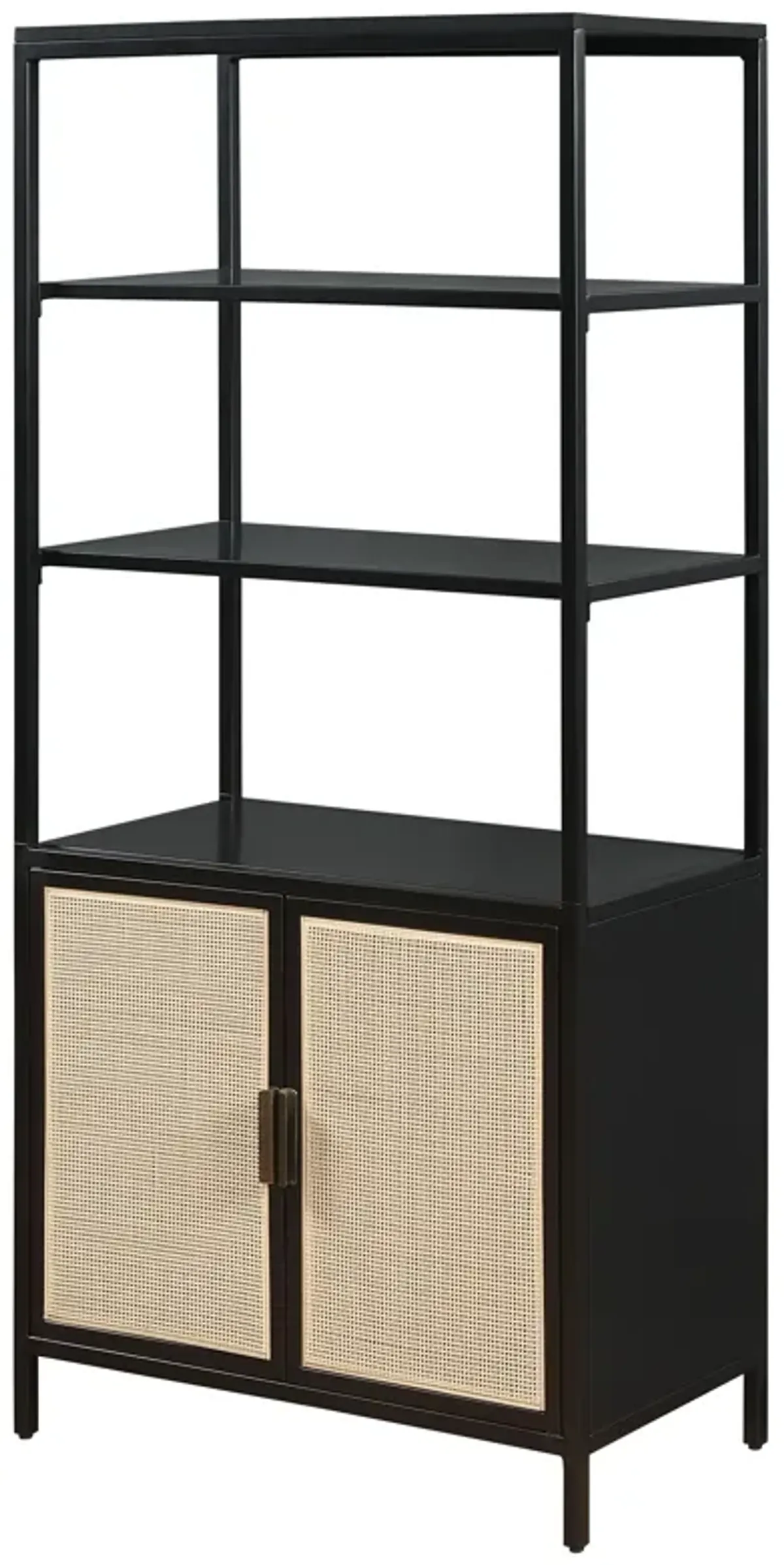 Amherst - 3-Shelf Radio Weave Cane Metal Accent Cabinet