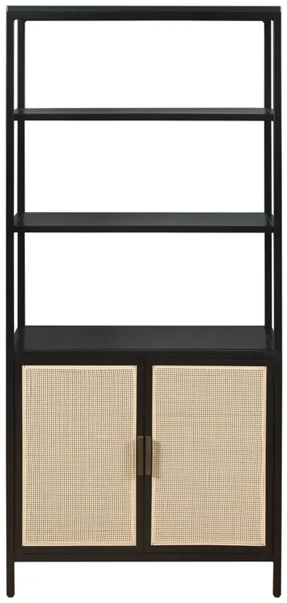 Amherst - 3-Shelf Radio Weave Cane Metal Accent Cabinet