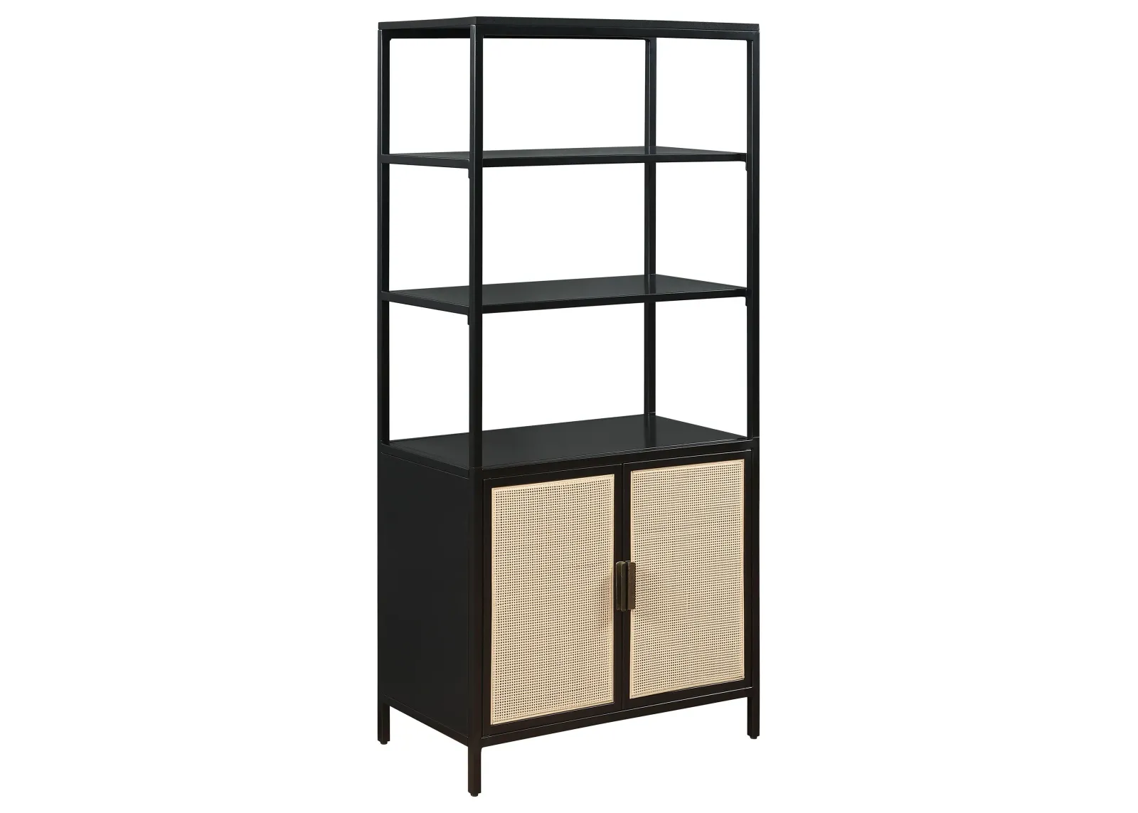 Amherst - 3-Shelf Radio Weave Cane Metal Accent Cabinet