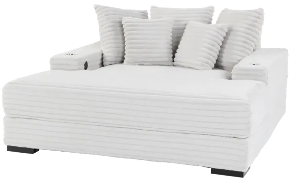 Stupendous Velvet Chaise Lounge with Cup Holders and USB Charging Port