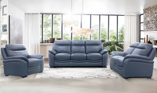 3 Piece Living Room Set in Top-Grain Leather Match PVC